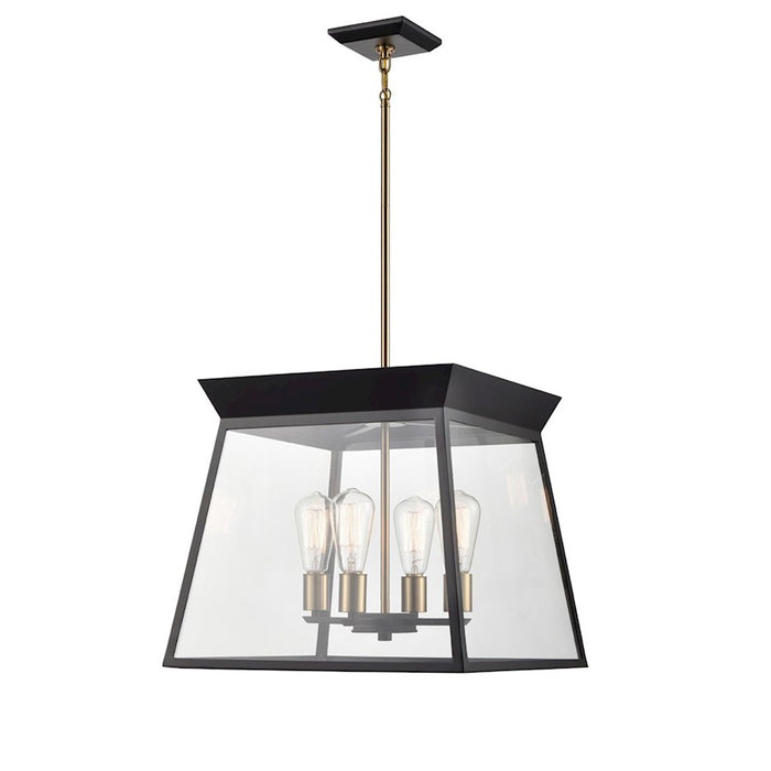 Artcraft Lucian 18" Diameter 4 Light Chandelier, Black/Brass/Clear