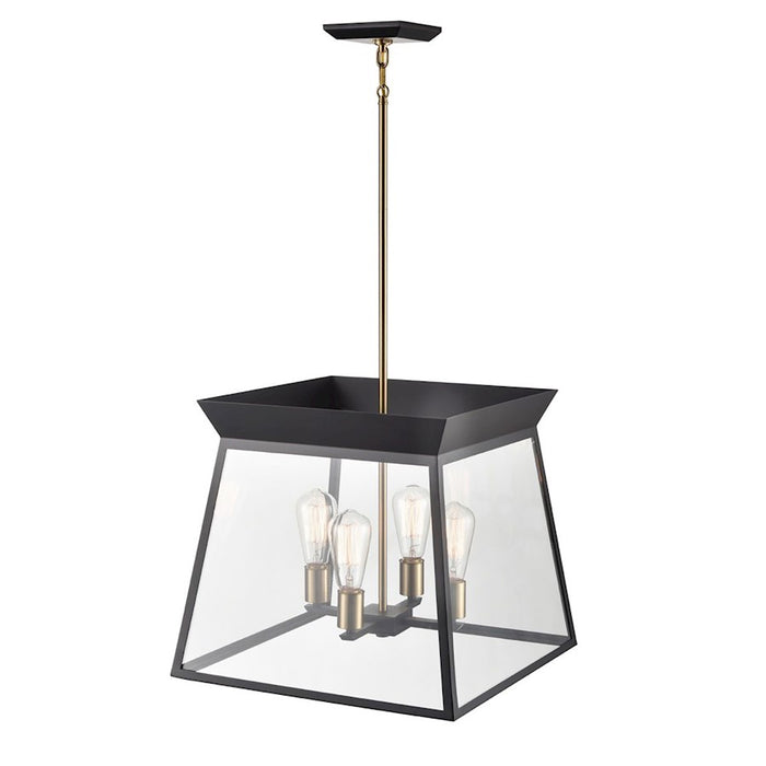 Artcraft Lucian 18" Diameter 4 Light Chandelier, Black/Brass/Clear