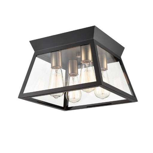Artcraft Lucian 4 Light Flush Mount, Black/Brushed Brass/Clear