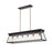 Artcraft Lucian 6 Light Linear Island Chandelier, Black/Brass/Clear