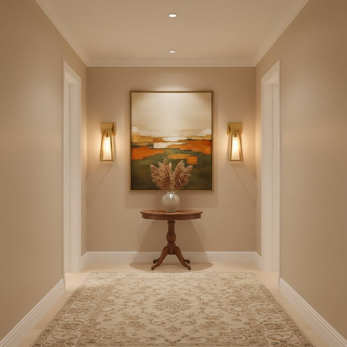 Artcraft Lucian 1 Light Wall Sconce, Brushed Brass/Clear