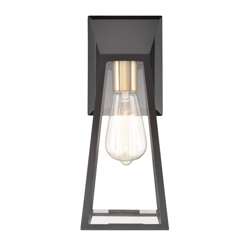 Artcraft Lucian 1 Light Wall Sconce, Black/Brushed Brass/Clear