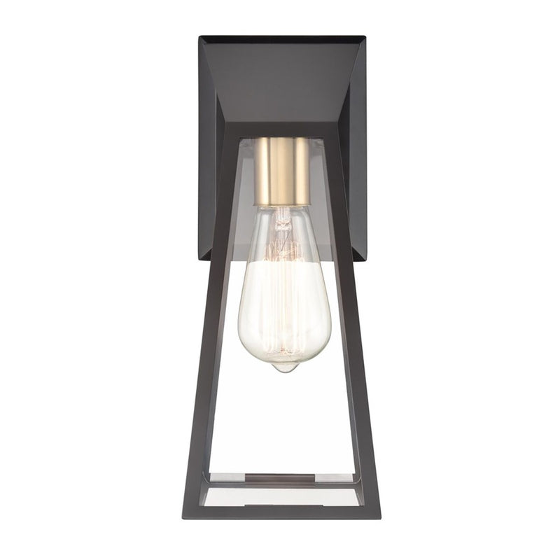 Artcraft Lucian 1 Light Wall Sconce, Black/Brushed Brass/Clear