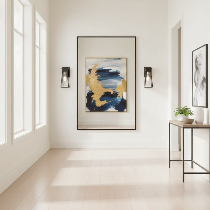 Artcraft Lucian 1 Light Wall Sconce, Black/Brushed Brass/Clear