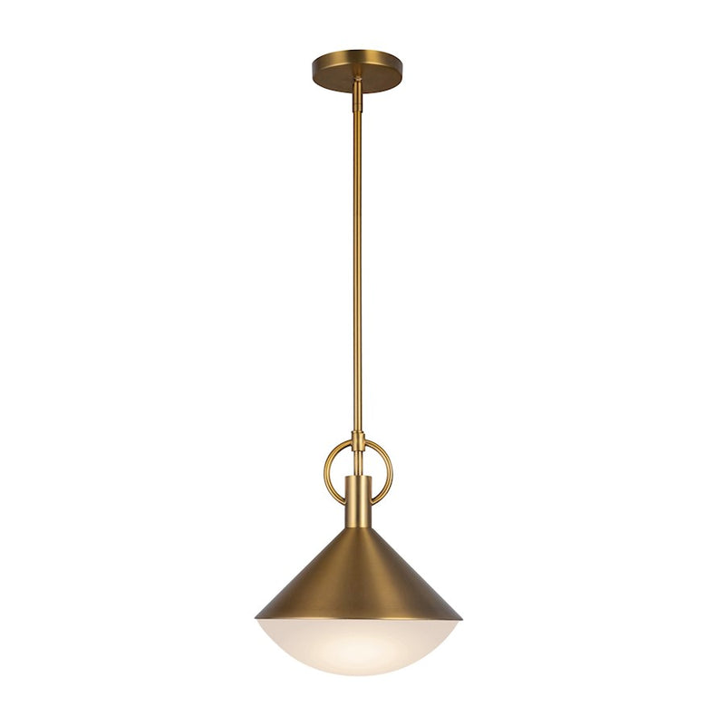 Artcraft Abruzzo 1 Light Pendant, Brass/White