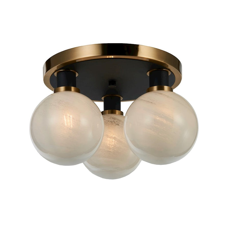 Artcraft Gem 3 Light Semi-Flush Mount, Black/Clear/Blizzard