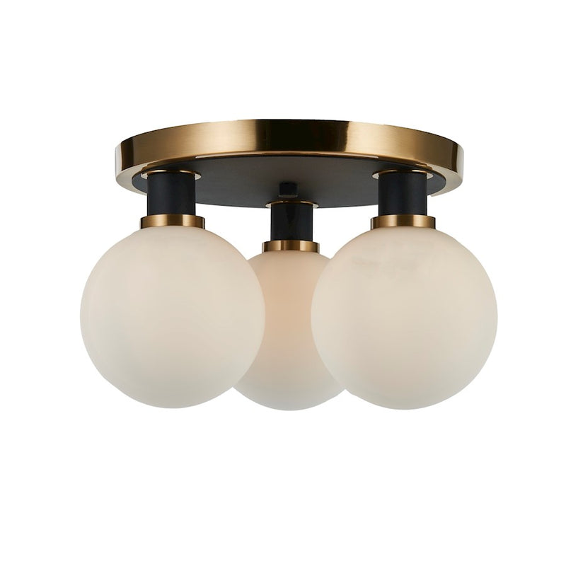 Artcraft Gem 3 Light Semi-Flush Mount, Black/Clear/White