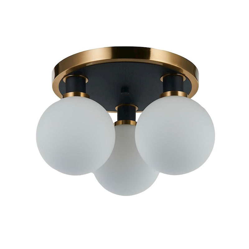 Artcraft Gem 3 Light Semi-Flush Mount, Black/Clear/White