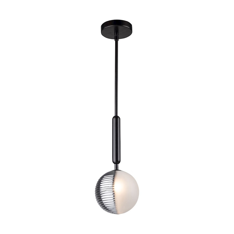 Artcraft Bolla 1 Light Pendant, Black/White - AC11880BK