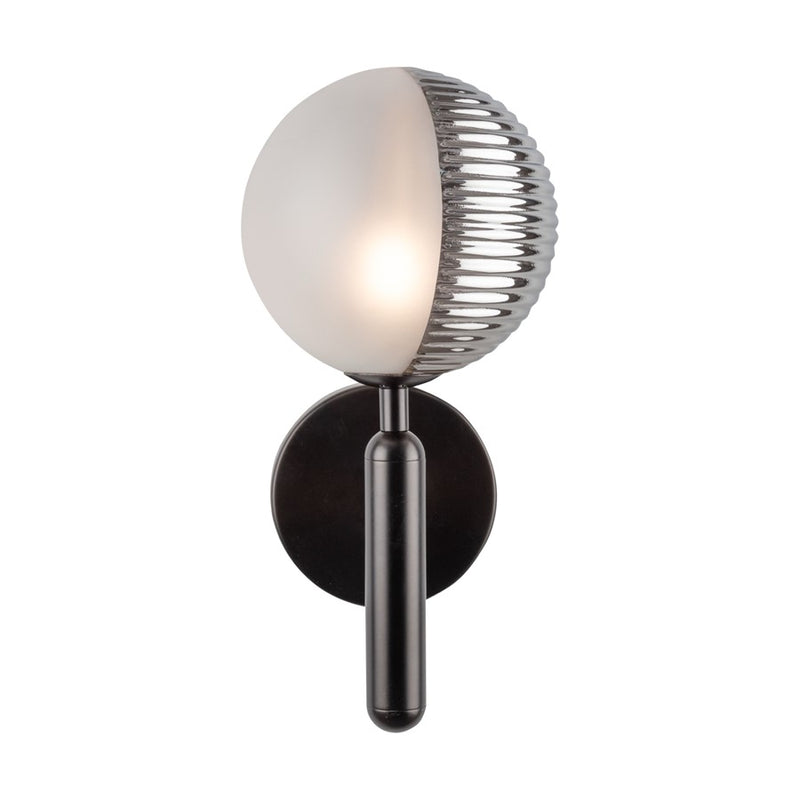 Artcraft Bolla 1 Light Wall Sconce, Black/White