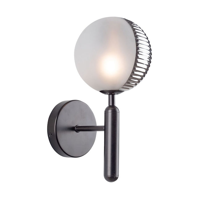 Artcraft Bolla 1 Light Wall Sconce, Black/White