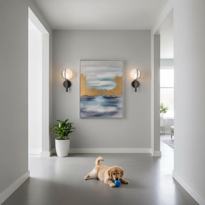 Artcraft Bolla 1 Light Wall Sconce, Black/White