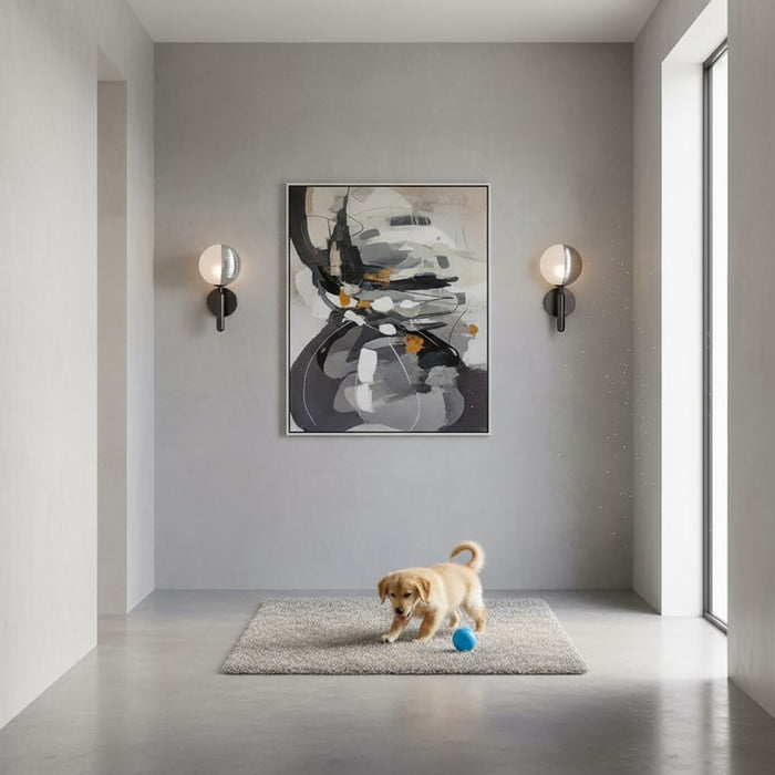 Artcraft Bolla 1 Light Wall Sconce, Black/White