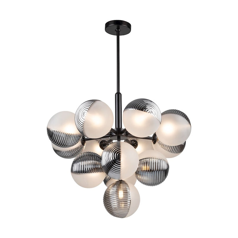 Artcraft Bolla 13 Light Chandelier, Black/White