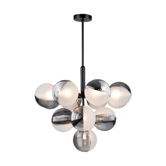 Artcraft Bolla 13 Light Chandelier, Black/White