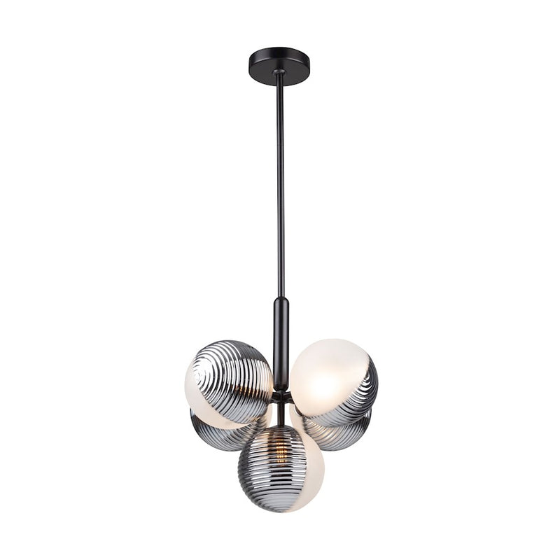 Artcraft Bolla 5 Light Pendant, Black/White