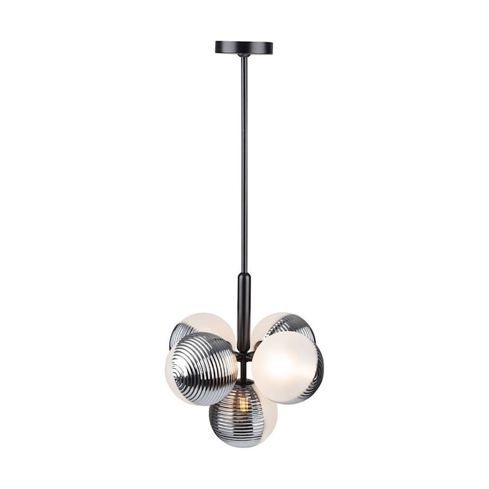 Artcraft Bolla 5 Light Pendant, Black/White