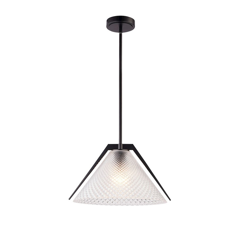 Artcraft Baltic 1 Light Pendant, Black/Semi-Clear