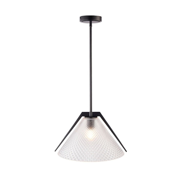 Artcraft Baltic 1 Light Pendant, Black/Semi-Clear