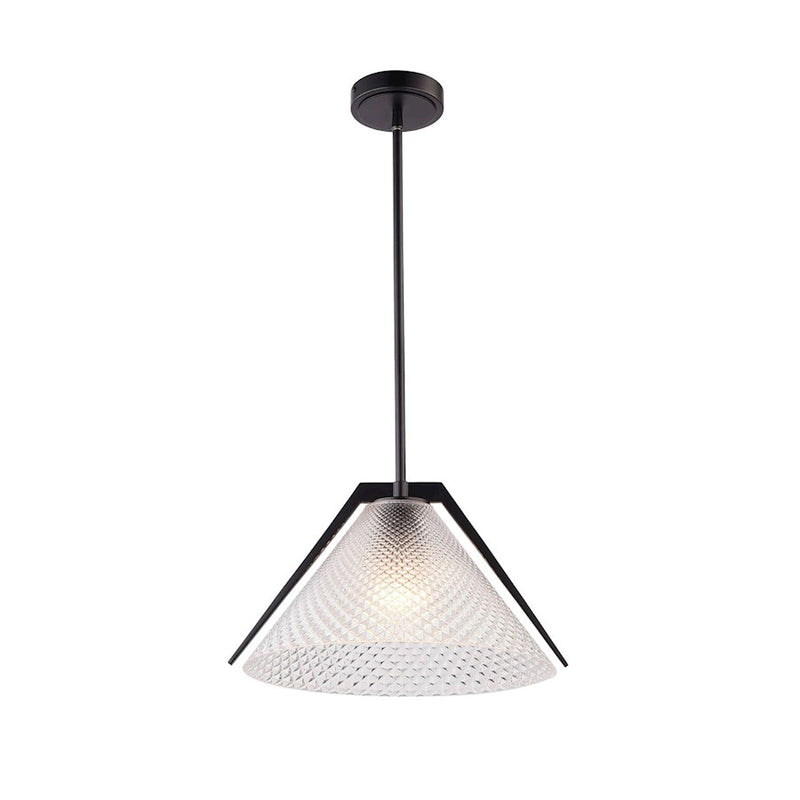 Artcraft Baltic 1 Light Pendant, Black/Semi-Clear