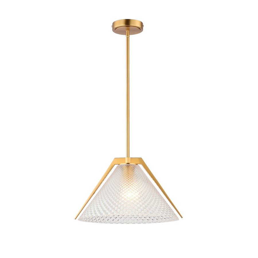 Artcraft Baltic 1 Light Pendant, Brass/Semi-Clear