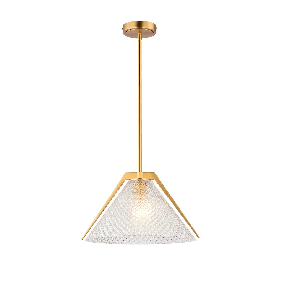 Artcraft Baltic 1 Light Pendant, Brass/Semi-Clear - AC11911BR