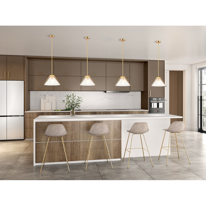 Artcraft Baltic 1 Light Pendant, Brass/Semi-Clear