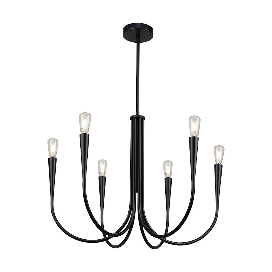 Artcraft Bronte 6 Light Chandelier, Black/ - AC11926BK