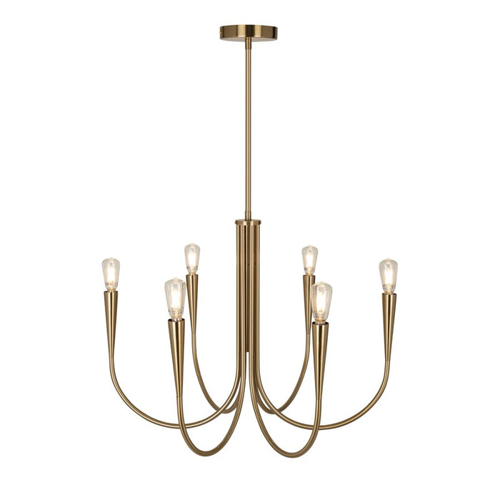 Artcraft Bronte 6 Light Chandelier, Brass