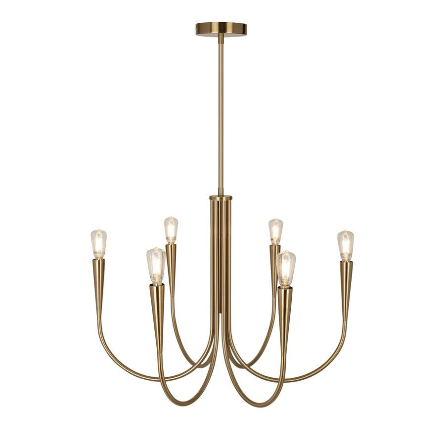 Artcraft Bronte 6 Light Chandelier, Brass