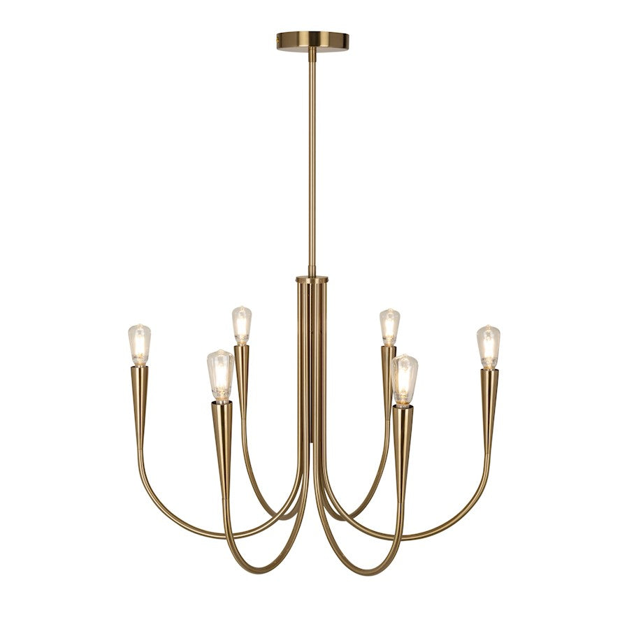 Artcraft Bronte 6 Light Chandelier, Brass/ - AC11926BR