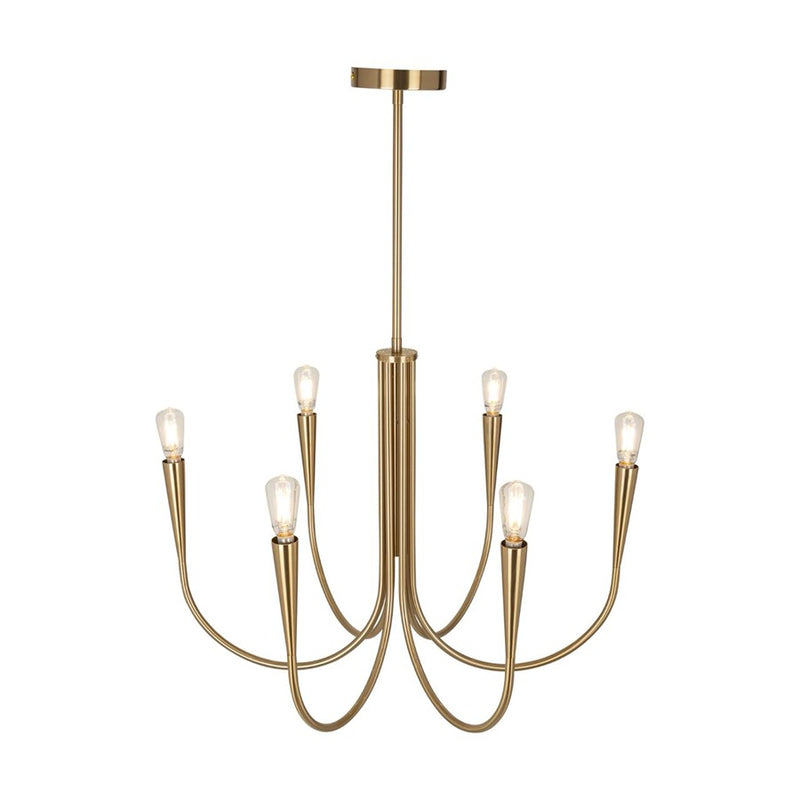 Artcraft Bronte 6 Light Chandelier, Brass