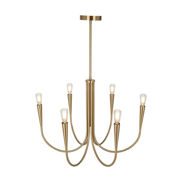 Artcraft Bronte 6 Light Chandelier, Brass