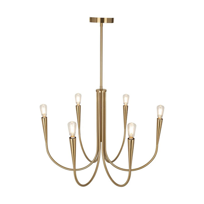 Artcraft Bronte 6 Light Chandelier, Brass