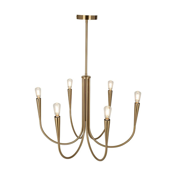 Artcraft Bronte 6 Light Chandelier, Brass