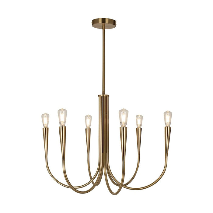 Artcraft Bronte 6 Light Chandelier, Brass