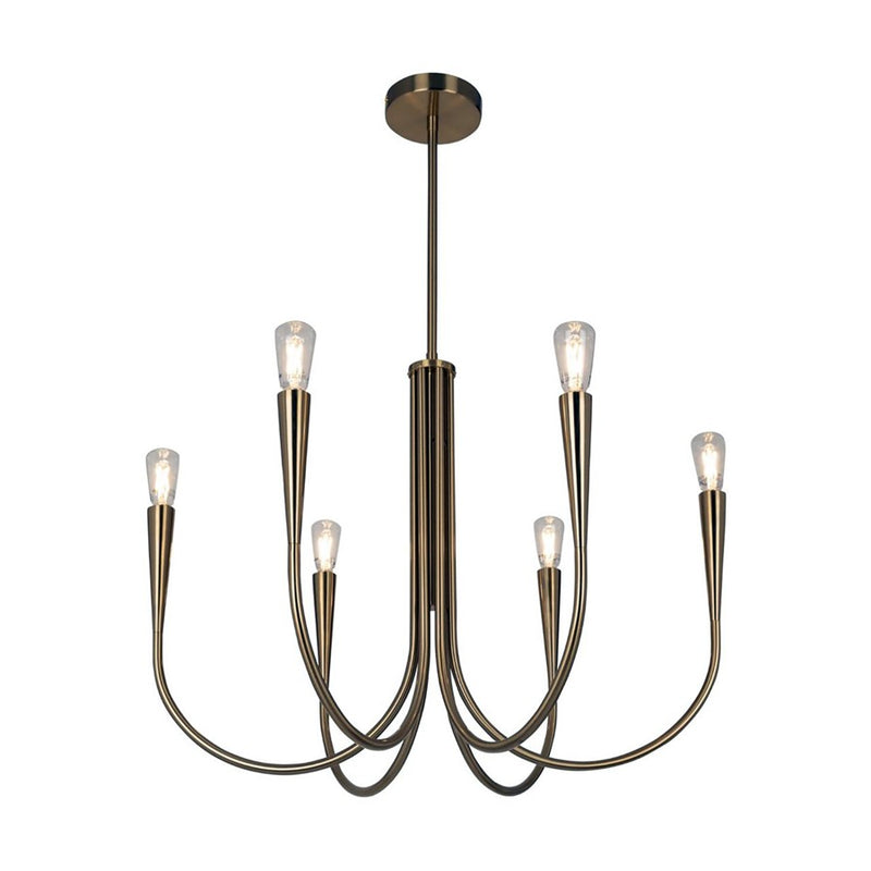 Artcraft Bronte 6 Light Chandelier, Brass