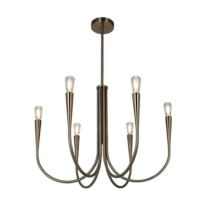 Artcraft Bronte 6 Light Chandelier, Brass