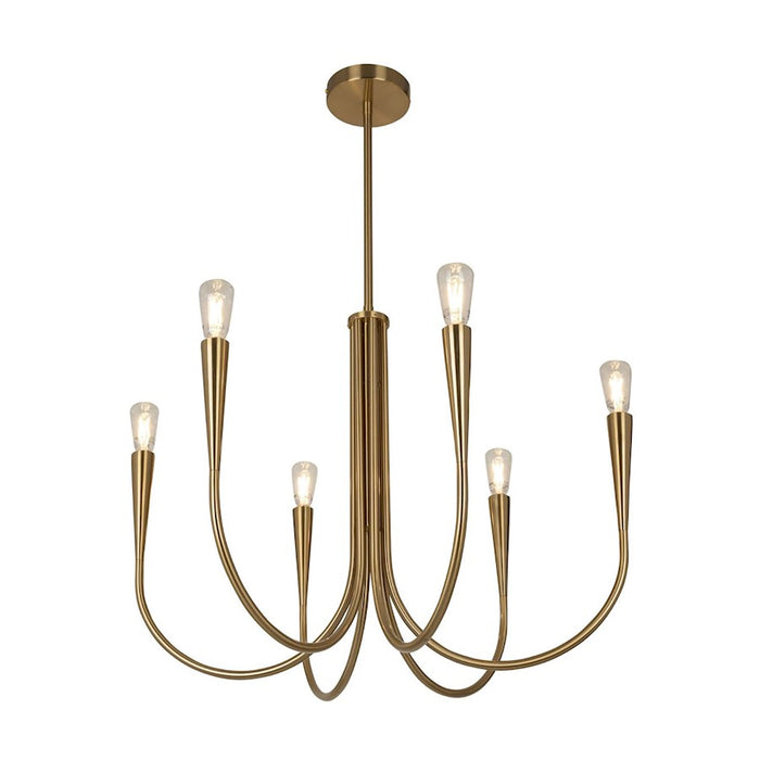 Artcraft Bronte 6 Light Chandelier, Brass