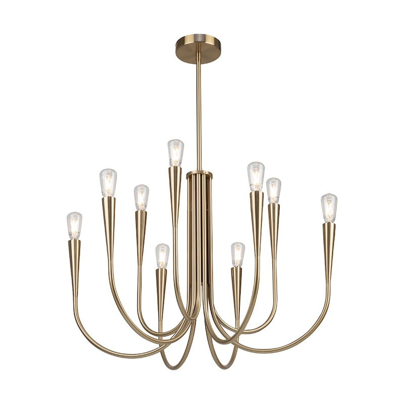 Artcraft Bronte 9 Light Chandelier, Brass