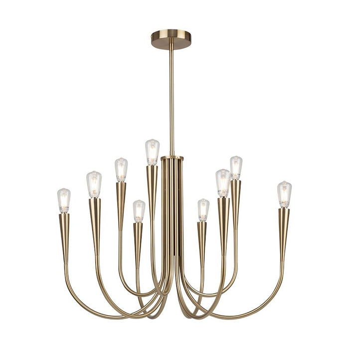 Artcraft Bronte 9 Light Chandelier, Brass