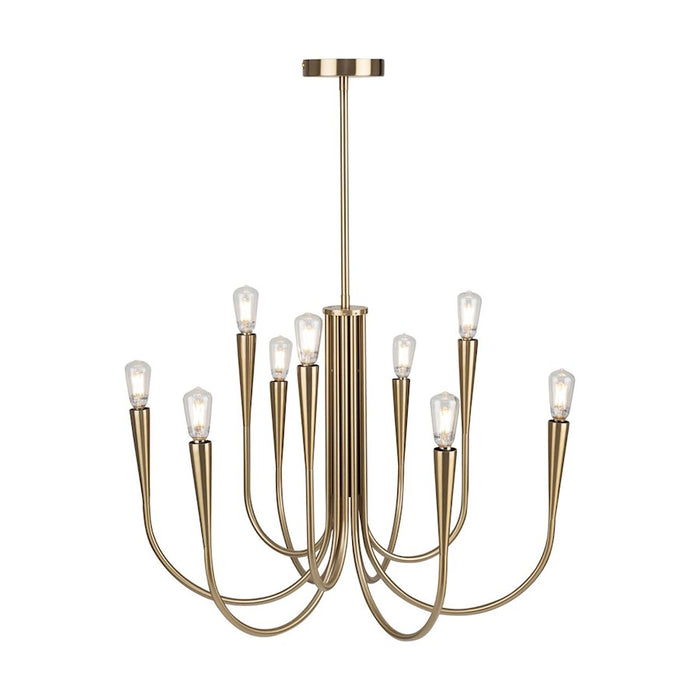 Artcraft Bronte 9 Light Chandelier, Brass