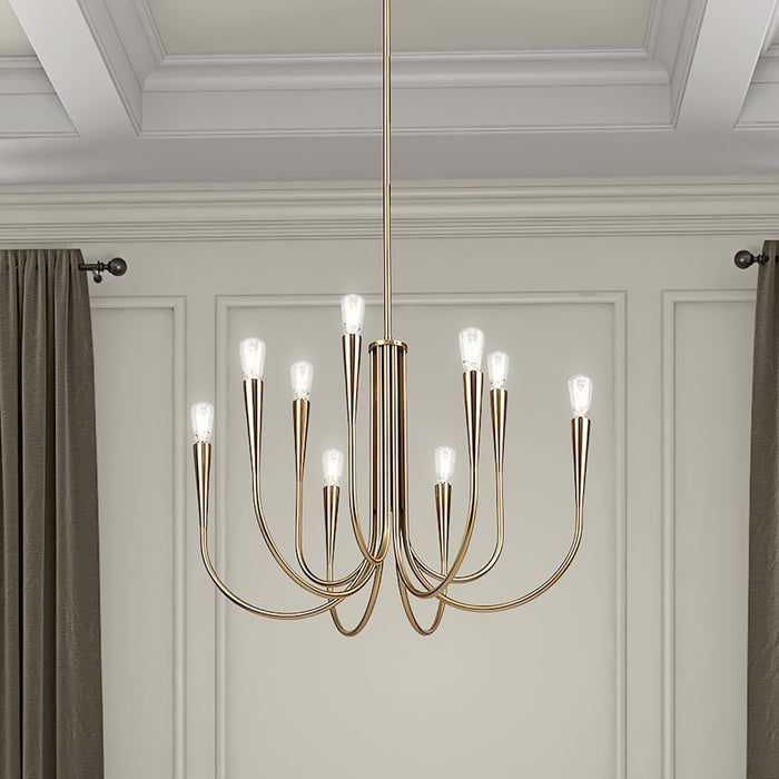 Artcraft Bronte 9 Light Chandelier, Brass