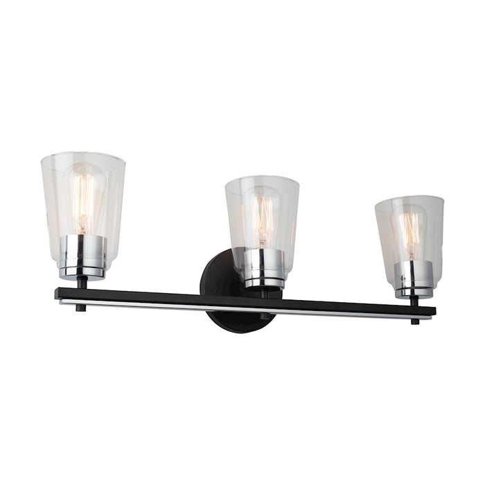 Artcraft Essex 3 Light Bathroom Vanity, Black/Clear - AC11933NB