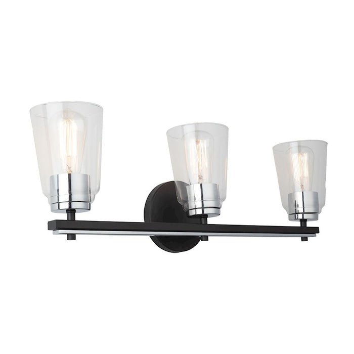 Artcraft Essex 3 Light Bathroom Vanity, Black/Clear