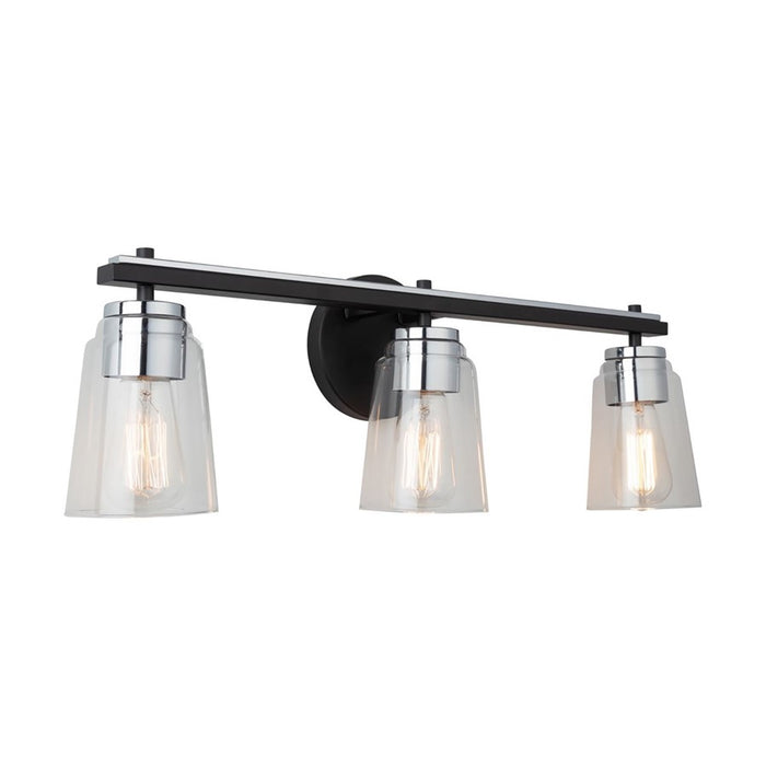 Artcraft Essex 3 Light Bathroom Vanity, Black/Clear