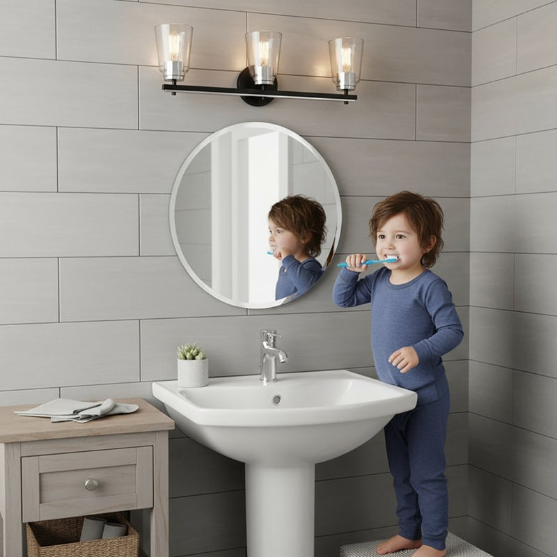 Artcraft Essex 3 Light Bathroom Vanity, Black/Clear