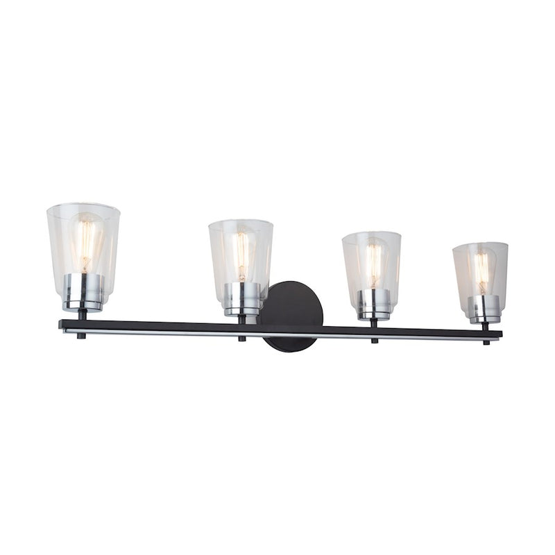 Artcraft Essex 4 Light Bathroom Vanity, Black/Clear