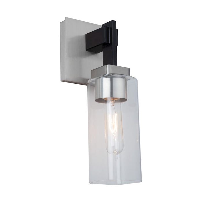 Artcraft Arlington 1 Light Bathroom Sconce, Satin Nickel/Clear
