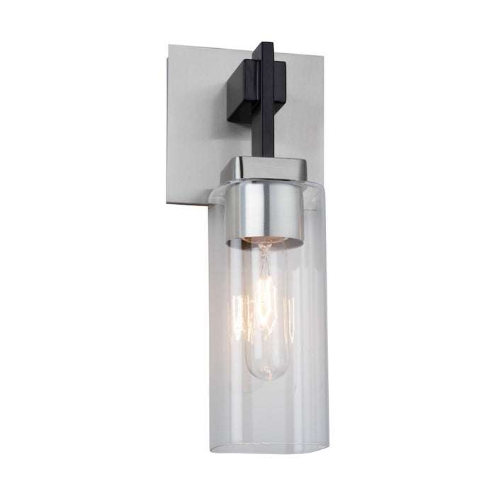 Artcraft Arlington 1 Light Bathroom Sconce, Satin Nickel/Clear
